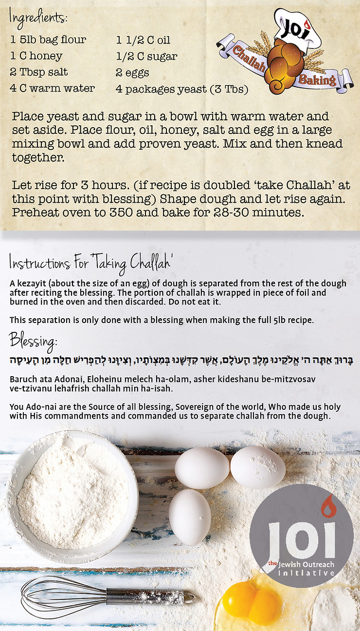Sarah's famous challah recipe card